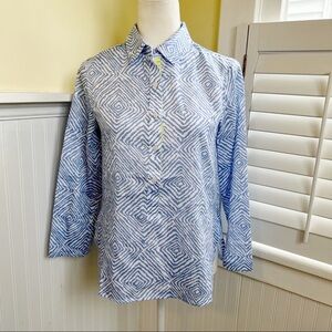 Persifor Sunna Four Corners Cotton Top in Blithe Blue & White Women’s Small